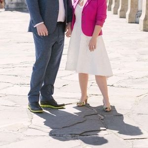 Bariano White Lace High-Low Gown